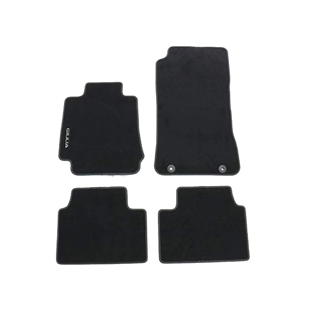 Muchkey Tappetini Auto Personalizzati Per Alfa Romeo Giulia (2000-2025) – Pelle Morbida Impermeabile – Antiscivolo – Colore Nero/Rosso (2 Pezzi Anteriori)