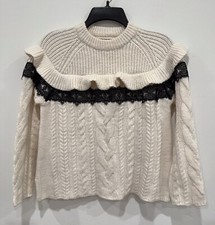 NEW ZARA GIRLS FANCY COLLECTION CABLE KNIT LACE TRIM SWEATER SIZE 11-12 39.90