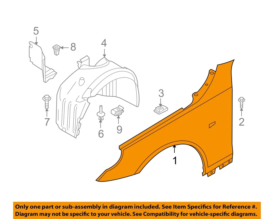 Guardabarros delantero izquierdo abollado con pequeño desgaste OEM 2008 2009 2010 BMW 528I Foto 3 de 4