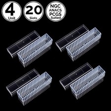 4 Unit 20 Slot Slab Coin Transparent Storage Box Case 4 PCGS NGC ANACS ICG