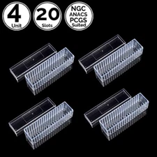 4 Unit 20 Slot Slab Coin Transparent Storage Box Case 4 PCGS NGC ANACS ICG