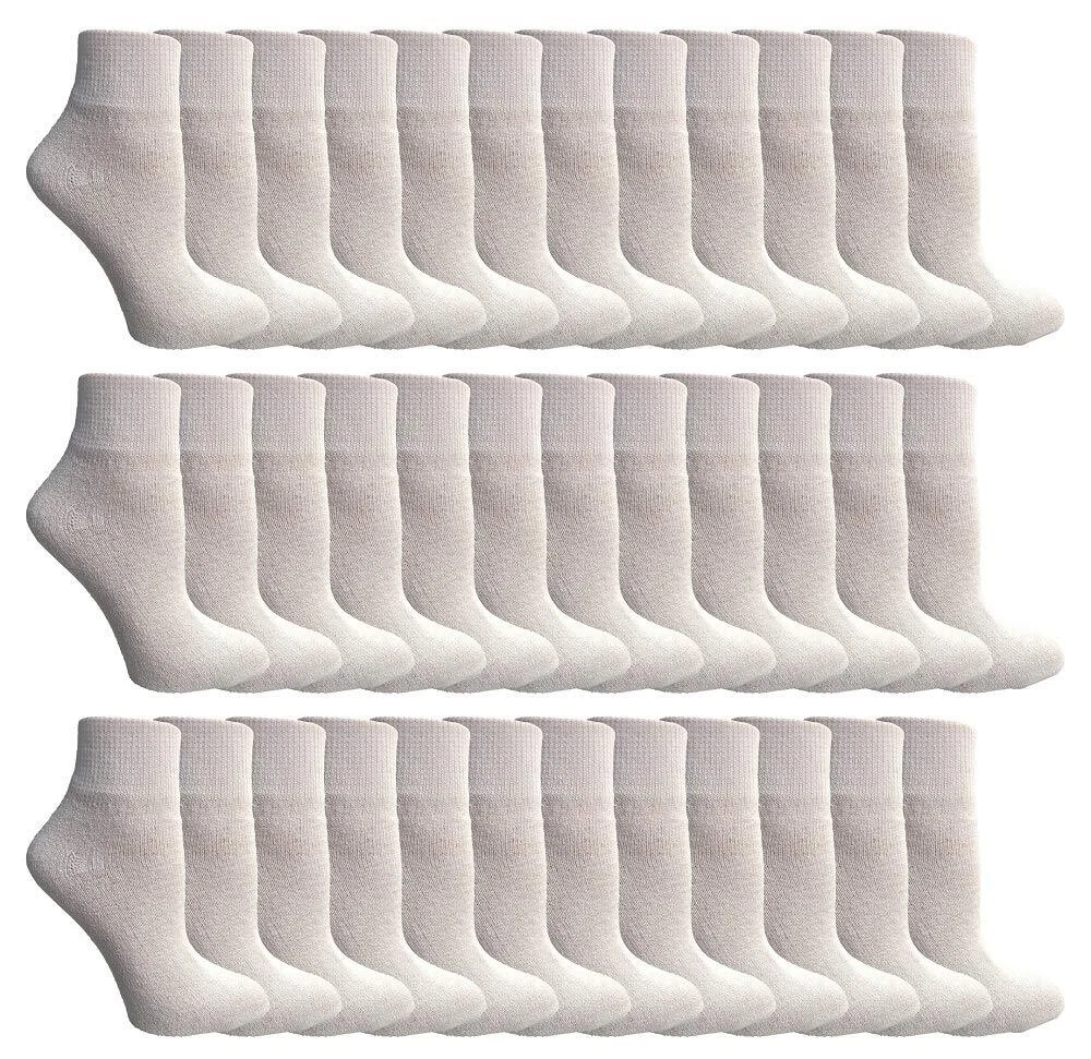 36 Units Women's Premium Cotton Ankle Socks White Size 9-11 - Womens Ankle Sock