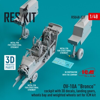 Reskit RSU48-0327 1:48 OV-10A ''Bronco'' cockpit with 3D decals, landing gears