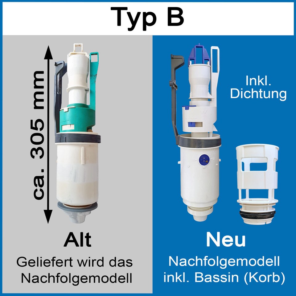 Geteiltes WC-Ablaufventil – Ersatz Für Spülkasten, Doppelspülung, Wassersparend, Höhenverstellbar