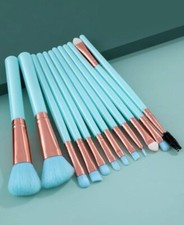 12 Piece Makeup Brush Set Blue New