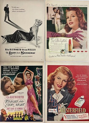 RITA HAYWORTH Vintage Full Page Color Ads 4 Lady from Shanghai Plus 3 others