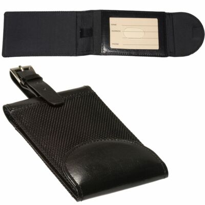 6 Pack Manhasset Leather Luggage Tags, Magnetic Closure, Adjustable Strap - New 
