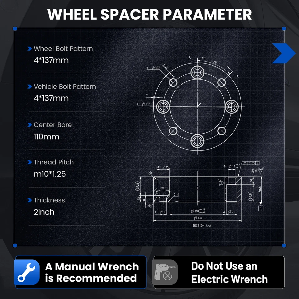 4 шт колесных распорок 2 дюйма 4x137 для квадроциклов Can-am Bombardier Renegade Commander 4/137 - Изображение 2 из 4