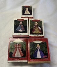 Lot Of 5 Barbie Hallmark Ornaments Holiday 1994 1995 1996 1997 Millennium