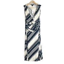 NWT Banana Republic Striped A-Line Midi Dress Sleeveless Navy Beige Sz S