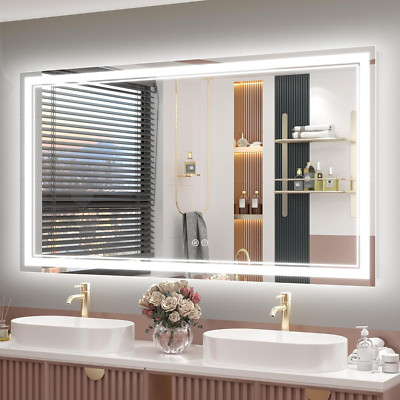 Dimmable Anti-Fog LED Bathroom Mirror, Shatterproof, ETL Listed, 55x30