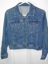 WOMENS BLUE JEAN DENIM 100 COTTON WESTERN SHORT JACKET BLAZER CASUAL SIZE M 40"