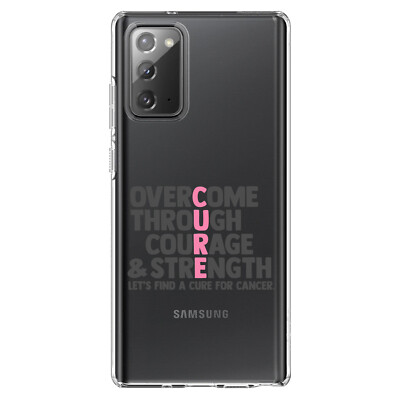 Clear Case for Galaxy Note Pink Ribbon Cancer Cure Word Art