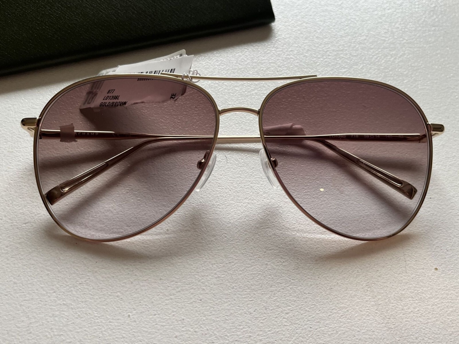 Longchamp Metallic Gold Aviator Smokey Lens Luxury Sporty Sunglasses