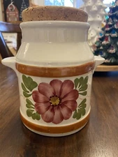 Vintage SADO Ftd Canister & Lid Hand Made In Portugal Floral Measuring Container