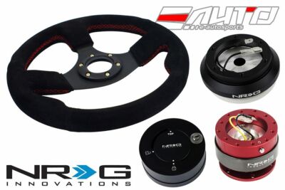 NRG 320 Race Suede Steering Wheel Red/110 Hub/2.0 Red Quick Release/Lock Matt