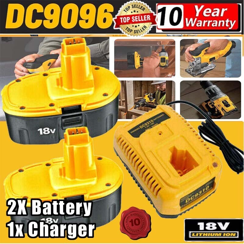 18 Volt for Dewalt 18V Battery w/ Charger DC9096-2 DC9098 DC9099 DC9096 DC9180