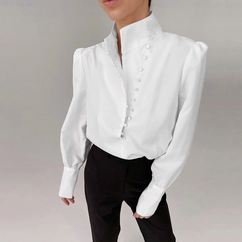 High collar hot sale blouse