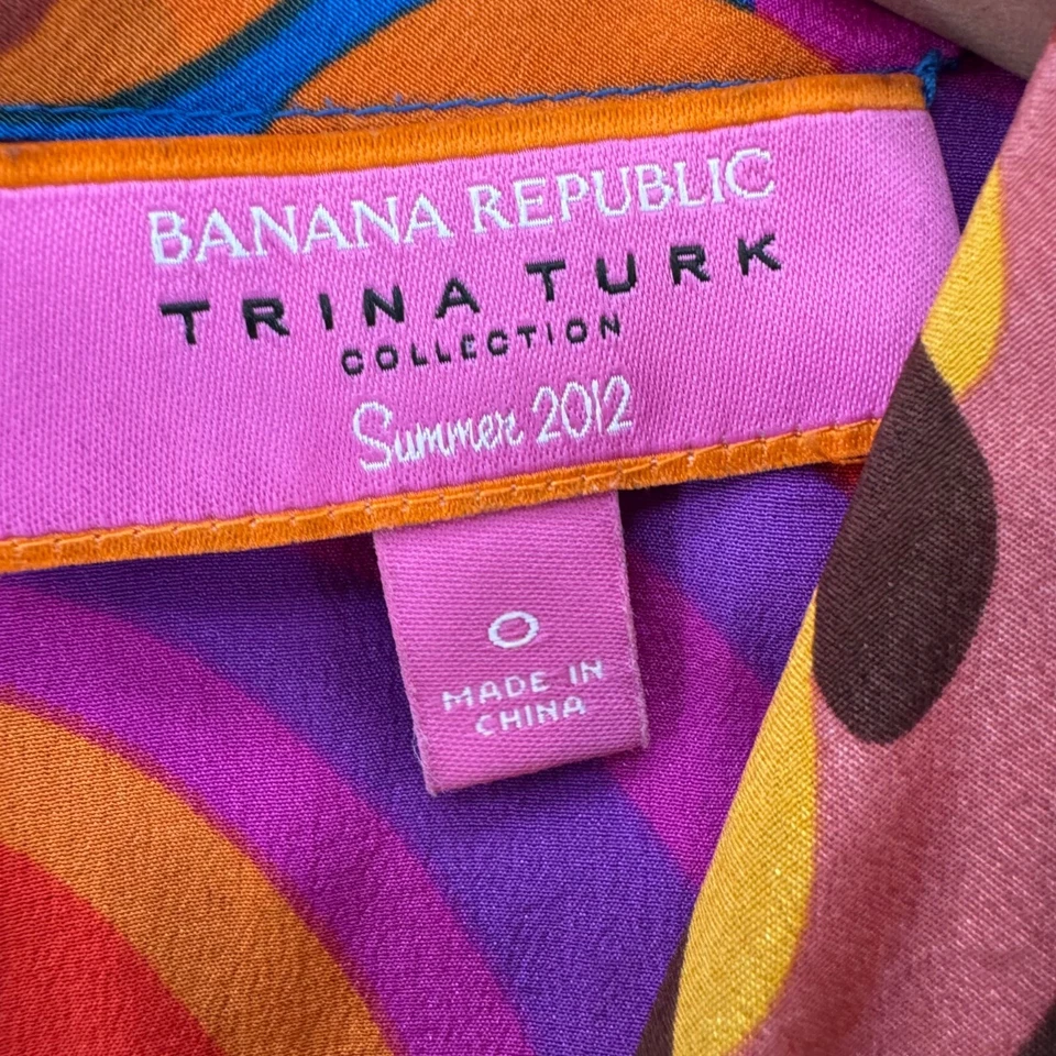 Blusa de seda turca Banana Republic x Trina para mujer multicolor sin mangas talla 0 Foto 4 de 4