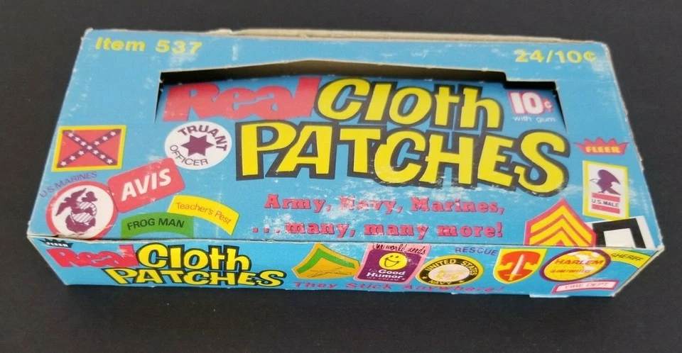 Vintage 1970 Fleer Real Cloth Patches Used EMPTY Display Box (Surface Wear) - Image 2 of 4
