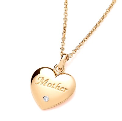 9 Karat Gelbgold auf Silber echter Diamant MUM MUTTER Anhänger Halskette - verstellbar