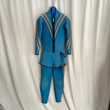 Vintage Fathom 2-piece wetsuit, vintage blue scuba wear, top bottom wet suit
