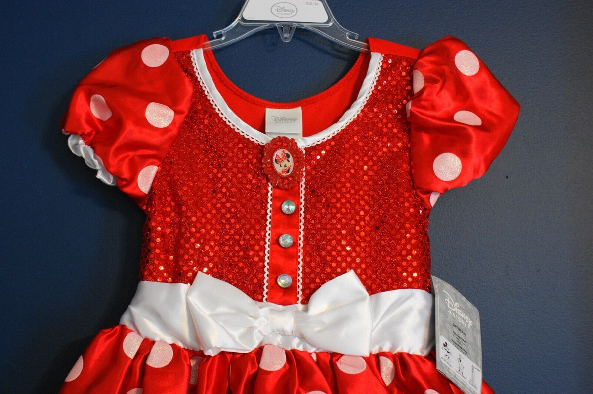 Disney Store Classic Minnie Mouse Red White Polka dot Costume Halloween  Dress 10 | eBay