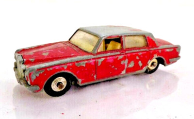 Lesney Rolls Royce Silver Shadow 24C Matchbox rot Vintage Spielzeugauto Öffnung Kofferraum