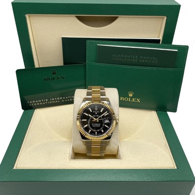 Rolex Sky-Dweller 326933 42mm Stahl 18K Gelbgold Schwarzes Ziffernblatt Uhr B&p