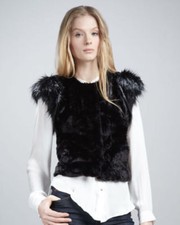 Nwt Skaist Taylor Women Neiman Marcus Target Black Faux Fur Vest Medium