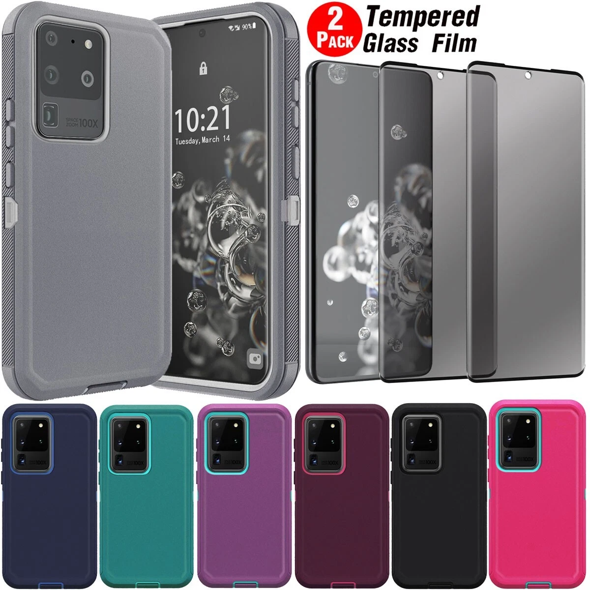 For Samsung Galaxy S20 FE S20 Ultra Shockproof Case Cover Privacy Tempered Glass