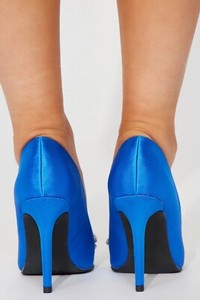 High Heel Pointy Toe 4.5in Stiletto Satin Royal Pumps US 10 (306)
