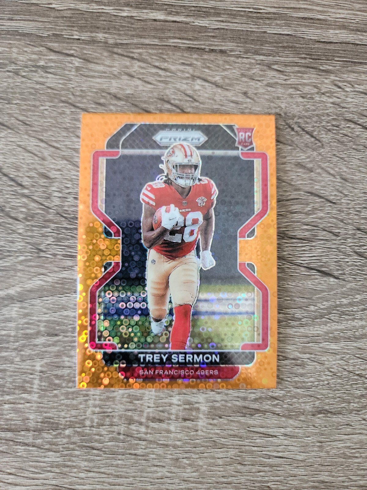 2021 Panini Prizm Trey Sermon RC Orange Disco #354 Rookie San Francisco 49ers