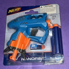 Hasbro Nerf N-Strike NanoFire Blaster Blue w/ 3X Elite Darts Ages 8 