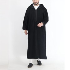 Men's Long Sleeve Muslim Clothing Saudi Jubba Arab Kaftan Thobe Long Dress Robe