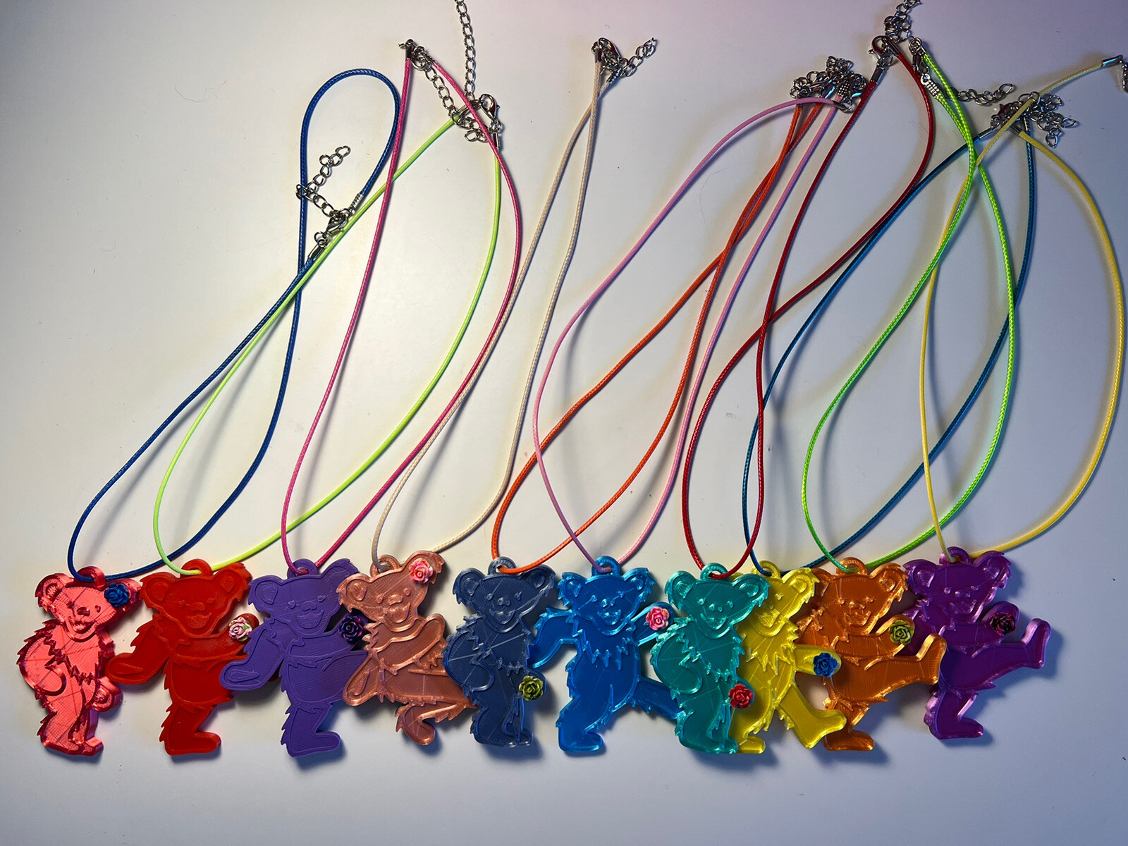 3D Print Grateful Dead & Co. Dancing Bear Necklace Modern Jewelry Hippie Roses
