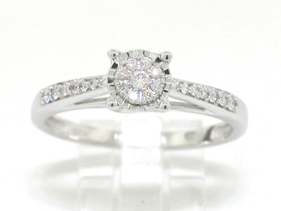 Brillant Ring 585 Weißgold 14Kt Gold 21 Brillanten 0,12ct Verlobungsring 