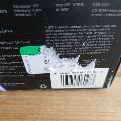 Logitech Performance MX M-R0007 Black Wireless Right-Hand Mouse, Used in Box - Picture 9 of 9