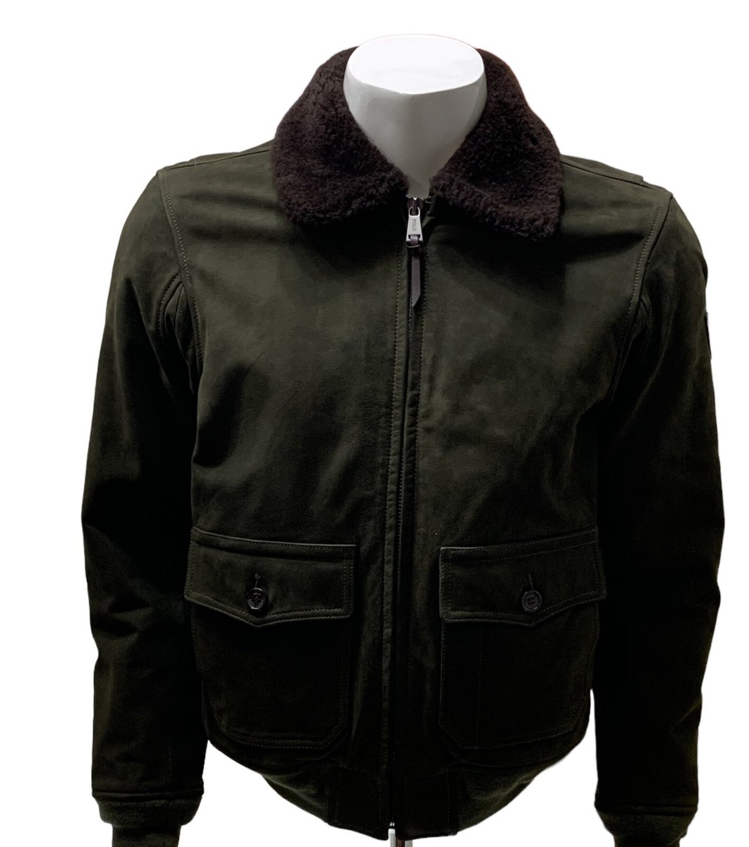 Polo Ralph Lauren Limited Edition Olive Green Leather Bomber Jacket Size  SMALL