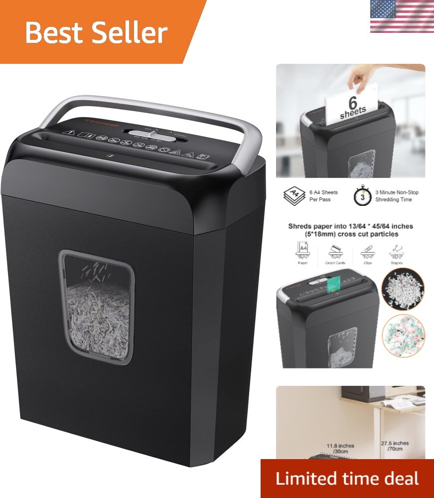 Paper Shredder for Home Use,6-Sheet Crosscut Paper and Credit Card Shredder f...-image