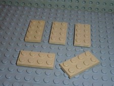 5 plaques plates 2 x 4 LEGO ref 3020 Tan / Set 10196/7155/4504/6751/10210/7261..