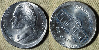 Error : 1999P Nickel Broadstruck Off Center Almost Quarter Size IREC2747