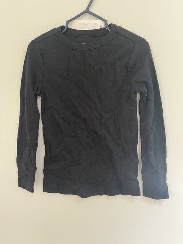 Gymboree Kids Boys Solid Black Cotton Blend Crew Neck Long Sleeve Shirt Black 4 - Picture 1 of 2