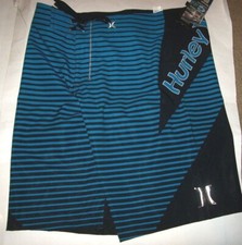 New HURLEY blue black men size 30 swim trunks board shorts PHANTOM