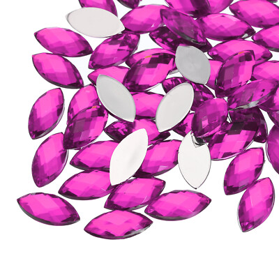 100Pcs Acrylic Horse Eye Gems 7x15mm Flat Back Rhinestones DIY Peach Pink