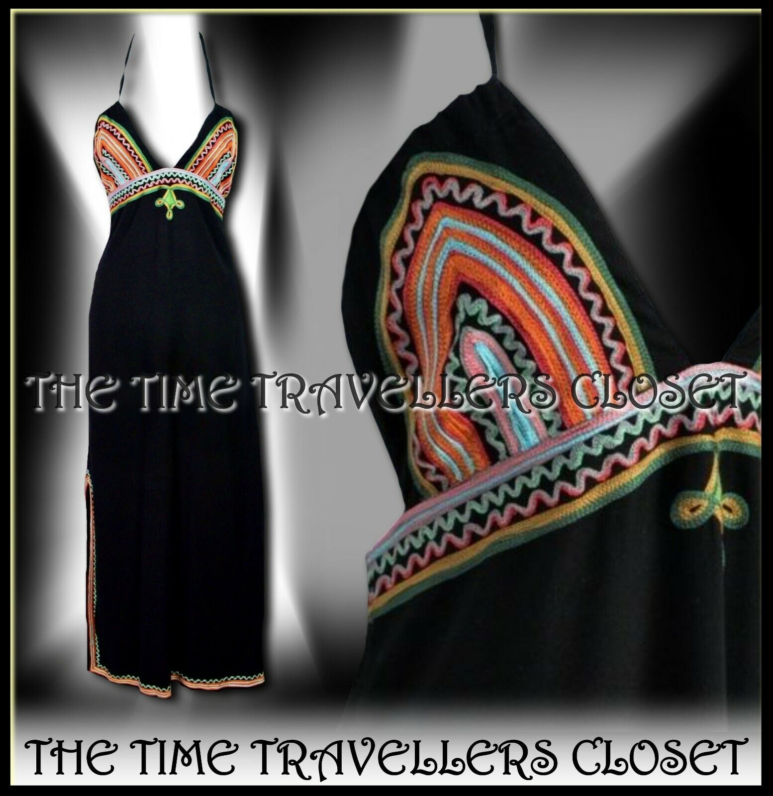 Topshop Kate Moss Black Maxi Length Dress Guatema… - image 9