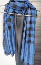 Pha Kao Ma Cloth Cotton Kaoma Plaid Loincloth Thai Vintage Beach Mat Scarf Blue