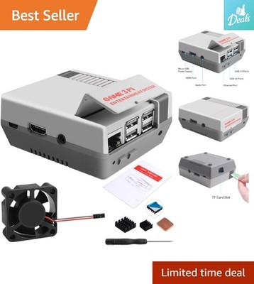 Stylish Aluminum Raspberry Pi 2B/3B/3B+ Case with Integrated Fan - Easy Install