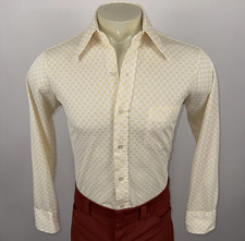 Vintage 60s 70s Towncraft Shirt Polyester Nylon Disco Collar Nik Mod Mens 15 33