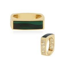 Cavill Ring 6,3Ct Malachit Baguette 925 Silber Vergoldet Damen Schmuck